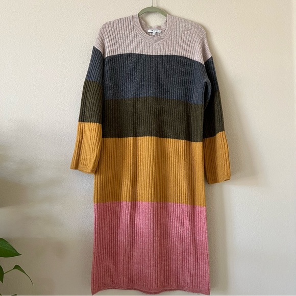 MADEWELL Colorblock Midi Sweater Dress in Coziest Yarn, size L - Picture 3 of 15